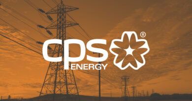 A photo of CPS Energy logo against orange background
